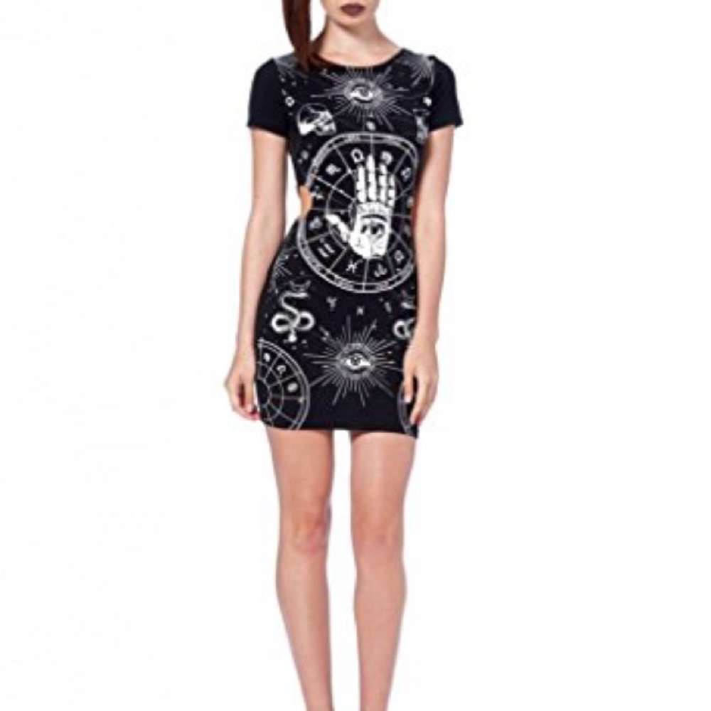 Black and White Bodycon Mini Dress Crew Neck